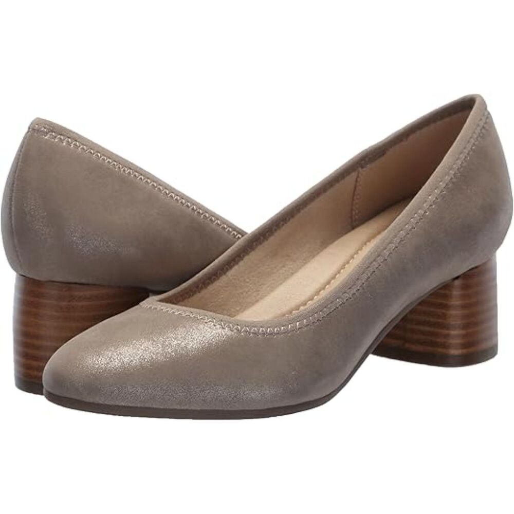 Earth Origins Rellia Metallic Bronze Almond Toe Block Heel Dress Pump. Sz: 9